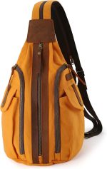 Jannloe Canvas Sling Bag Small Crossbody Backpack for Women Men Casual Shoulder Daypack Outdoor Rucksack Hiking Travel